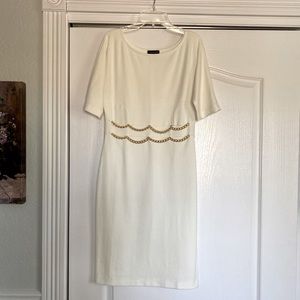 Venus Gold Chain Belt Ivory Dress